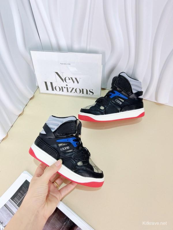 2024 Kids Gucci White Black Purple Green Leather Sneaker