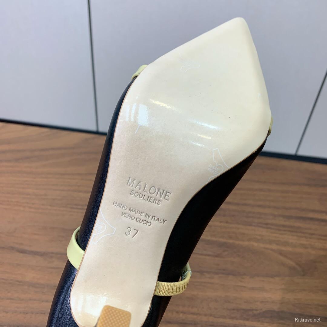2025 Women Malone Souliers Black Yellow Leather Pumps
