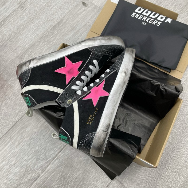 2024 Unisex GGDB Black Pink Suede Leather High-Top Sneakers MJ00300