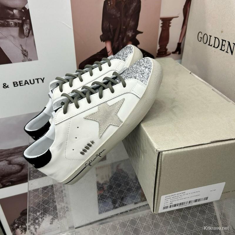 2025 Women GGDB White Silver Leather Sneakers MJ00260