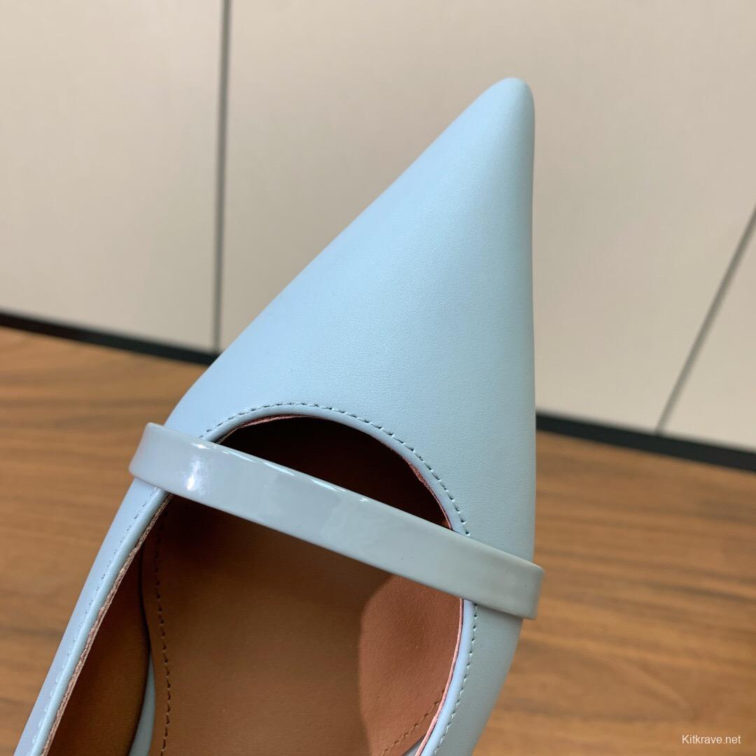 2025 Women Malone Souliers Light Blue Leather Flat Mule