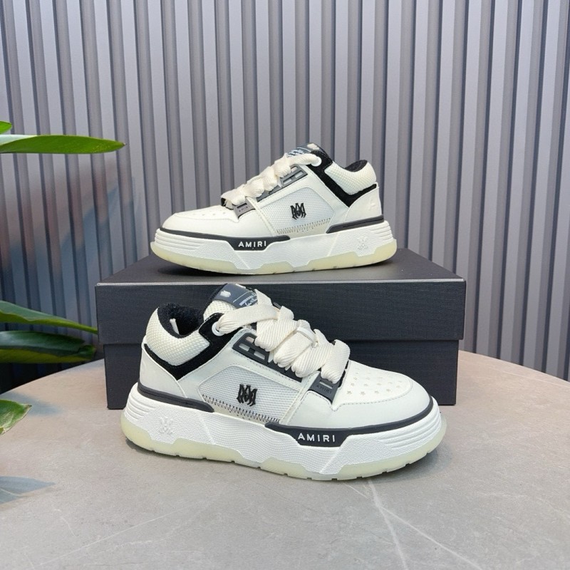 2024 Unisex Amiri White Black Leather Sneakers MJ00360