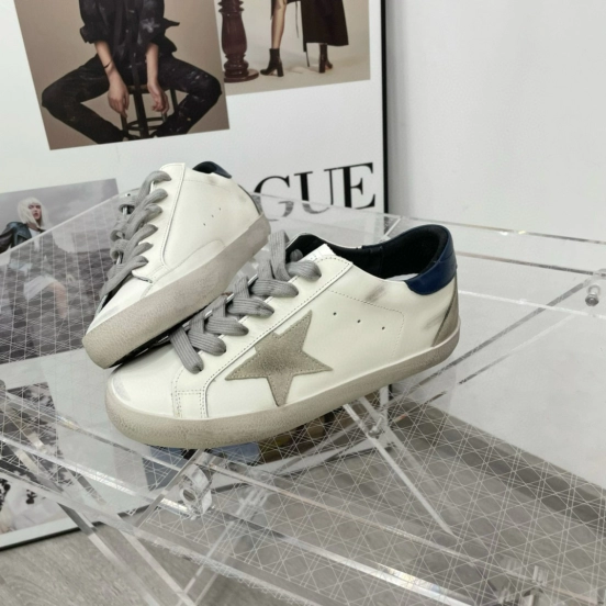 2025 Unisex GGDB White Grey Navy Leather Sneakers