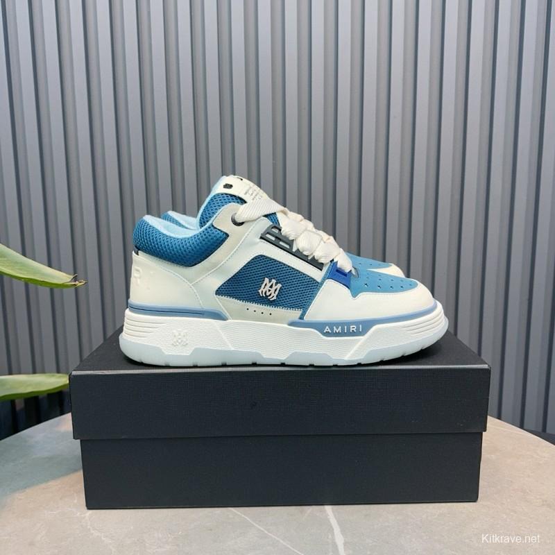 2024 Unisex AMIRI Blue White Leather Mesh Sneakers MJ00360