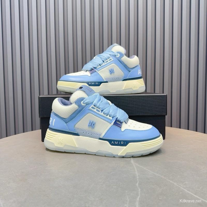2024 Unisex Amiri Blue White Mesh Leather Sneakers MJ00360