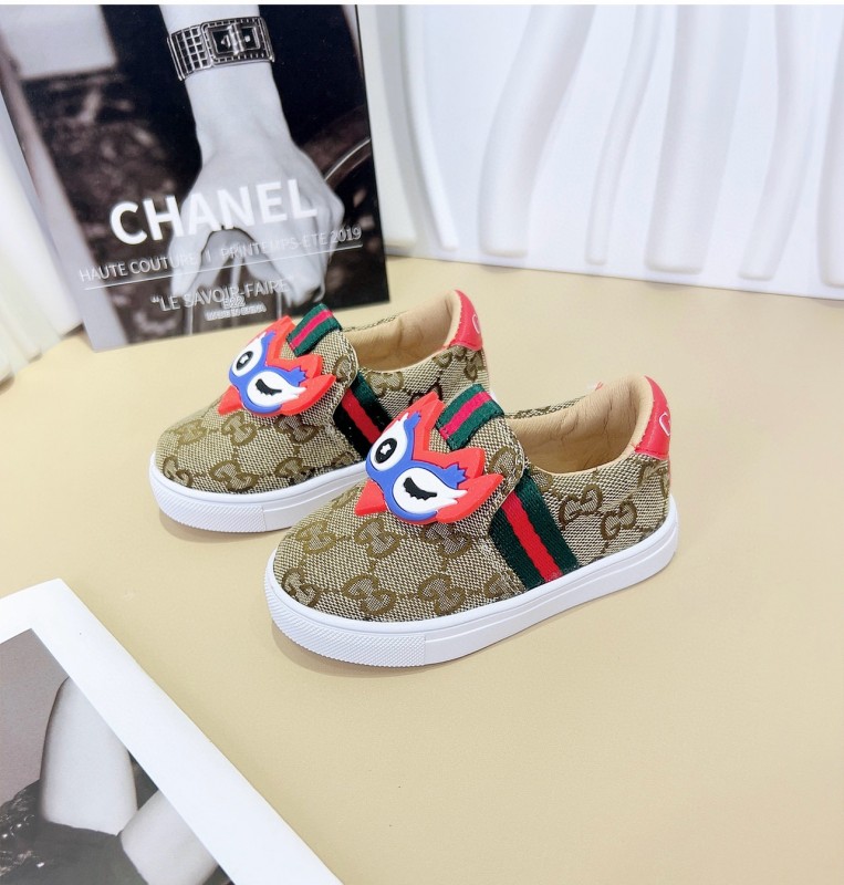 2024 Kids Gucci Brown Red Canvas Slip-On
