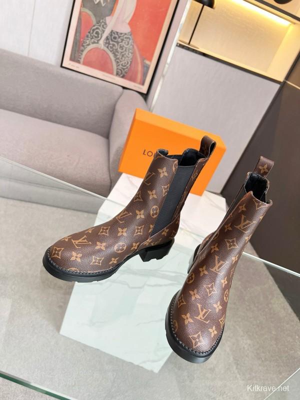 2024 Women Louis Vuitton Brown Leather Boots MJ00310
