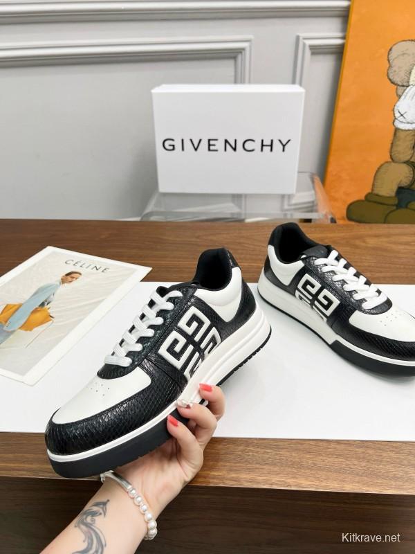 2024 Unisex Givenchy Black White Leather Sneakers