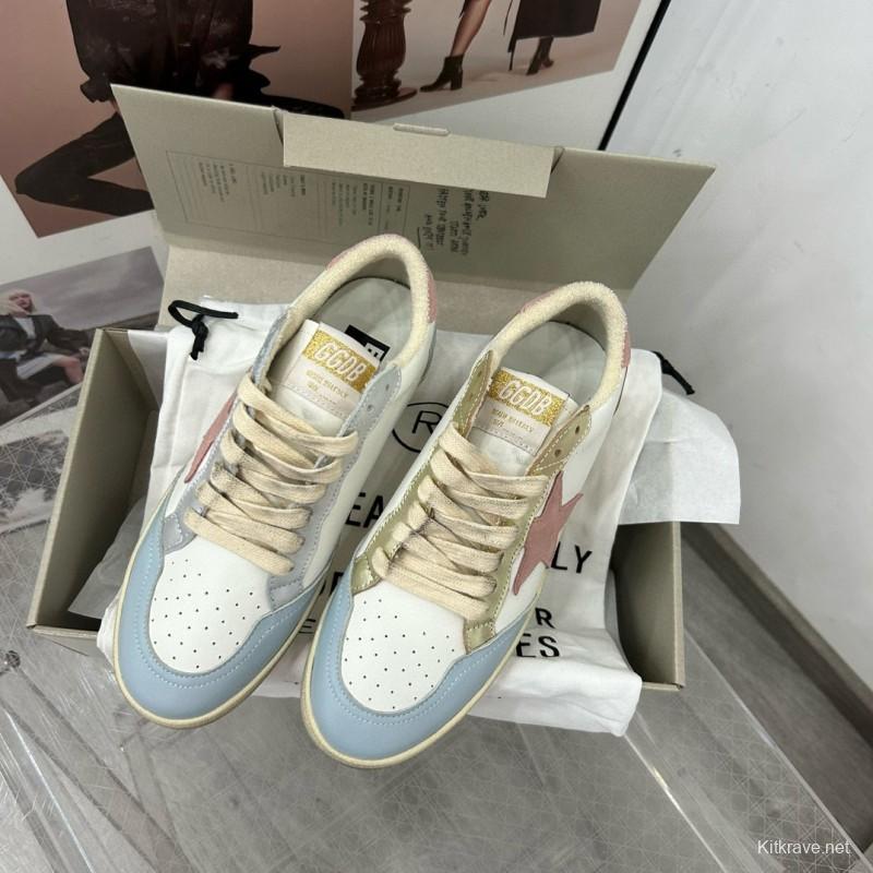 2024 Unisex GGDB White Light Blue Pink Leather Low Top Sneakers MJ00260
