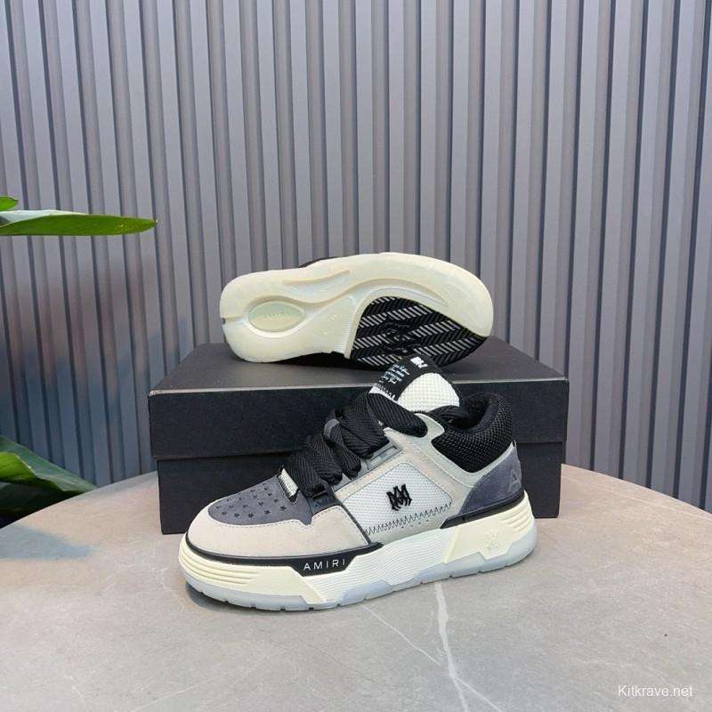 2024 Unisex Amiri Black White Grey Leather Mesh Sneakers MJ00360