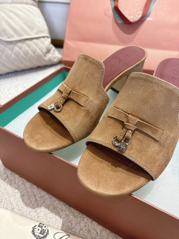 2025 Women LP Beige Suede Mule Sandals