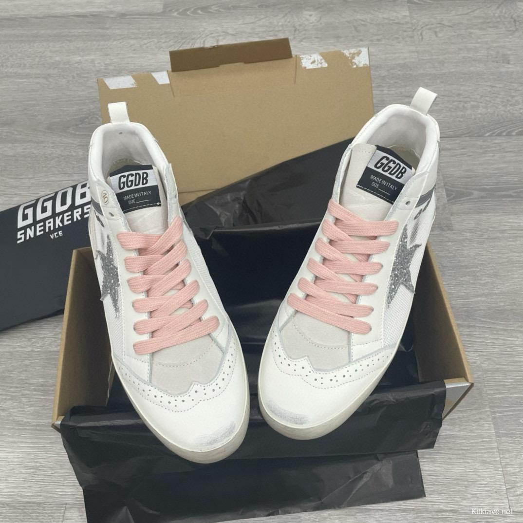 2024 Unisex GGDB White Pink Grey Leather Mesh High Top Sneakers MJ00300