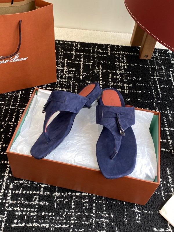 2025 Women Le Parmentier Blue Suede Slippers KFY00280