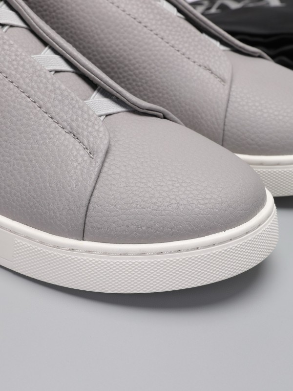 2024 Men Ermenegildo Zegna Grey Leather Low Top Sneakers MJ00240