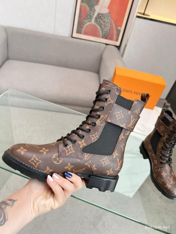 2024 Women Louis Vuitton Brown Leather Boots MJ00320