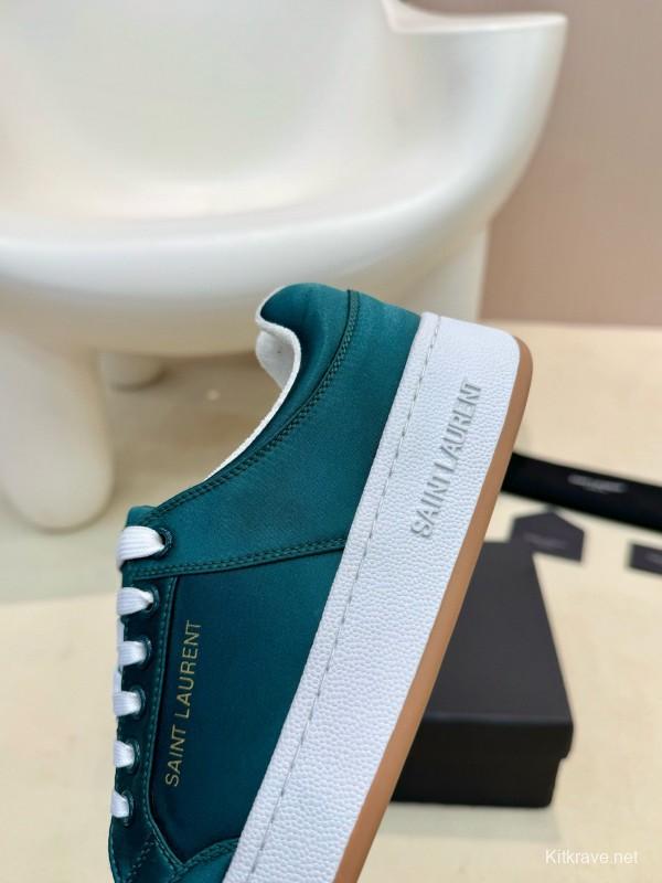 2024 Unisex Yves Saint Laurent Green Satin Casual Sneakers