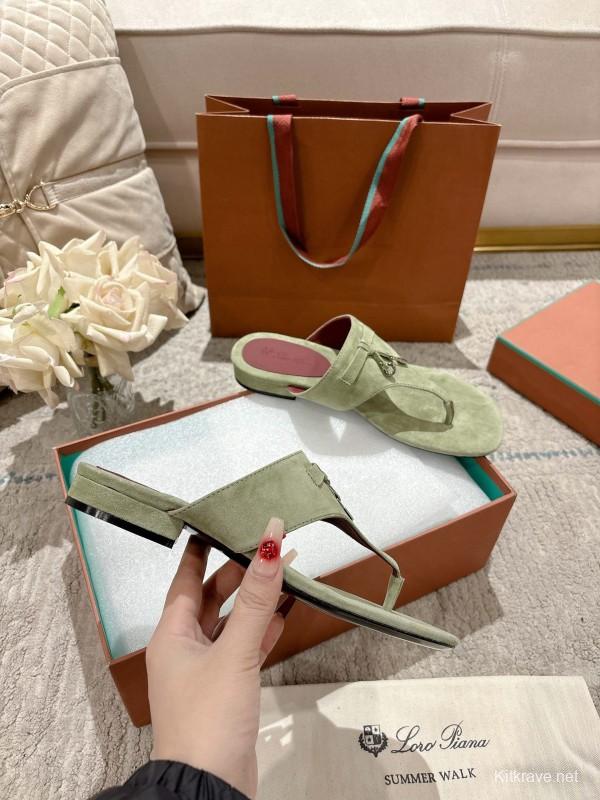 2025 Slippers LP Light Green Suede Casual LY00250