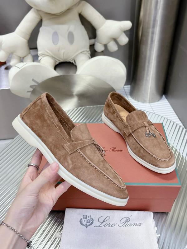 2024 Men Loro Piana Brown Suede Loafers MJ00270