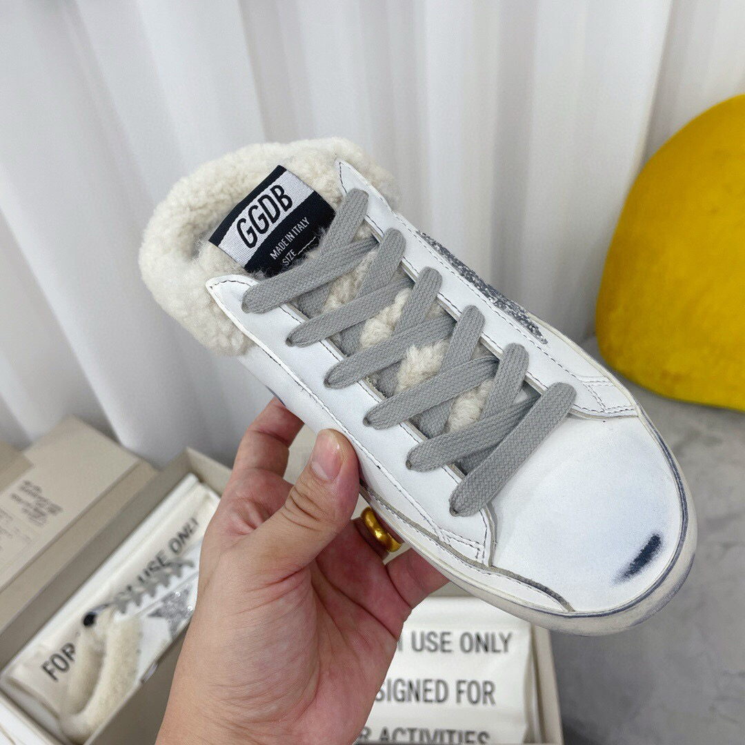 2024 Slippers GGDB White Grey Shearling Slippers MJ00280