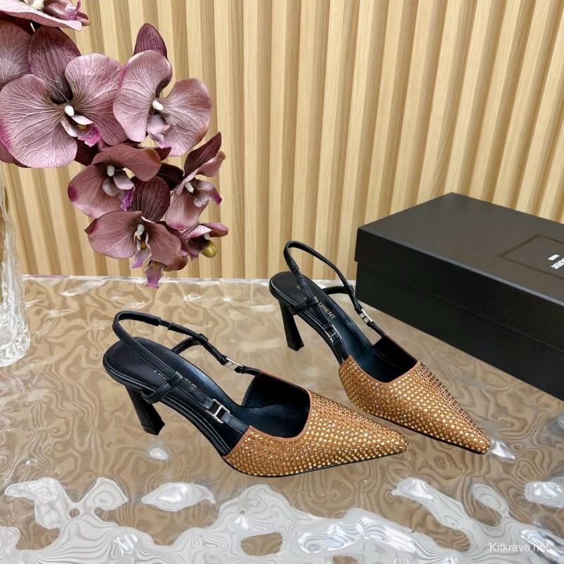 2024 Women Yves Saint Laurent Brown Leather High Heels