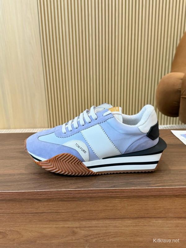 2025 Unisex TOM FORD Blue White Black Leather Suede Sneakers LY00360(LY00370)