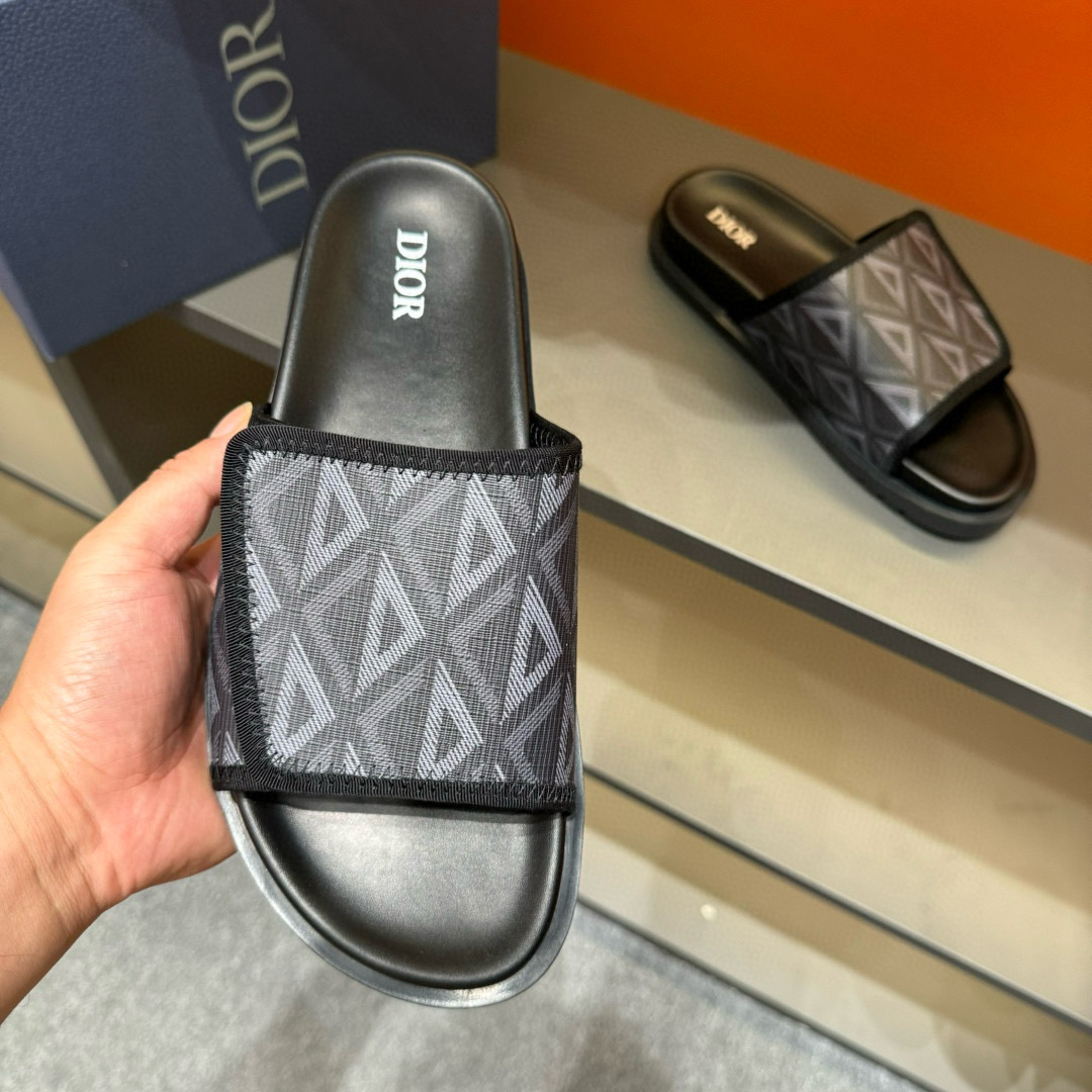 2024 Dior Black Mesh Slippers MJ00180