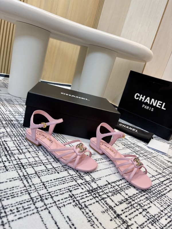 2025 Women Chanel Pink Lambskin Sandals LY00270