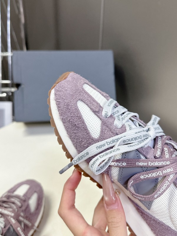 2025 Women New Balance White Purple Suede Mesh Running Shoes KFY00270