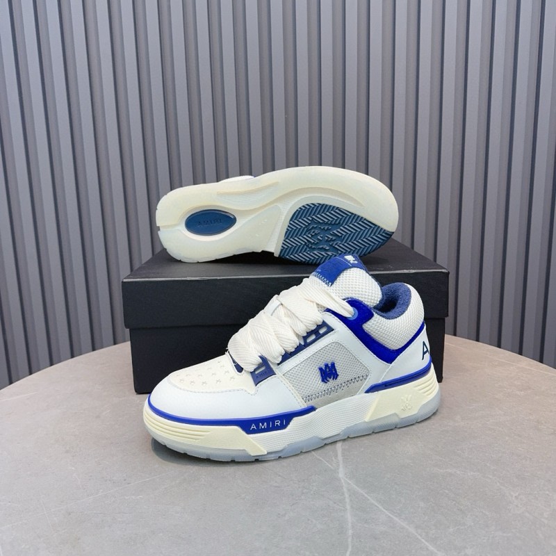 2024 Unisex Amiri White Blue Leather Sneakers MJ00360