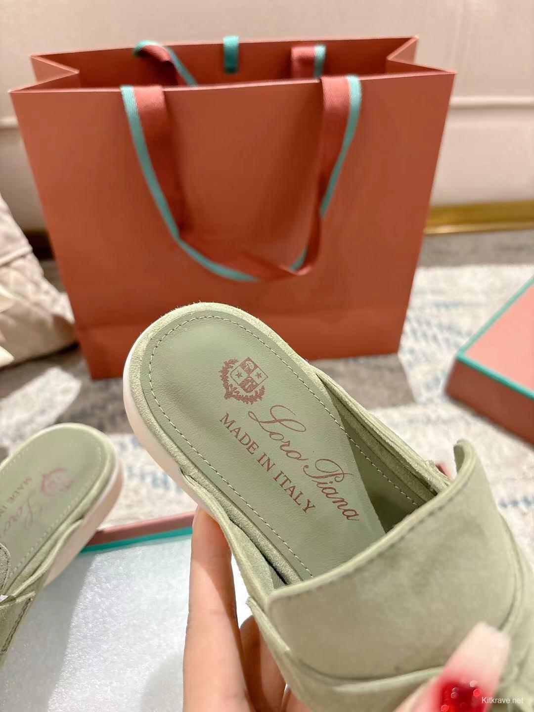 2025 Women LP Light Green Suede Loafers LY00000