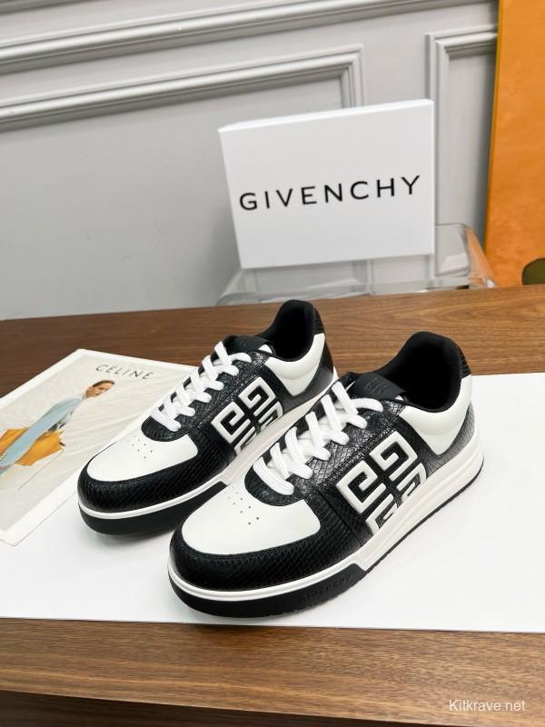 2024 Unisex Givenchy Black White Leather Sneakers