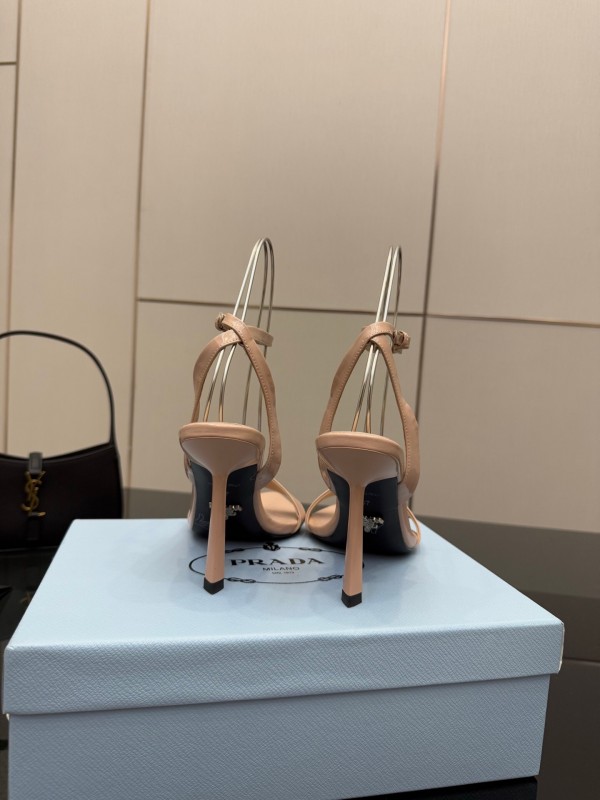 2025 Women Prada Nude Leather Sandals