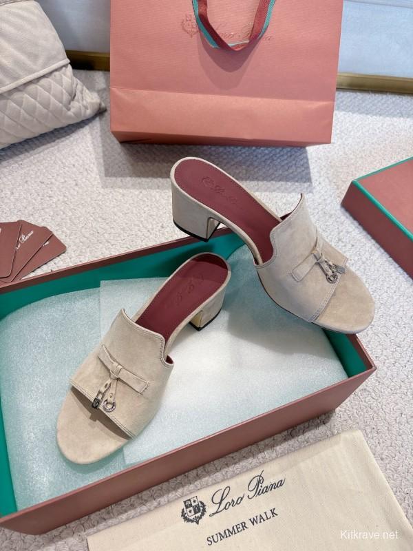 2025 Women LP Beige Suede Heels LY00390