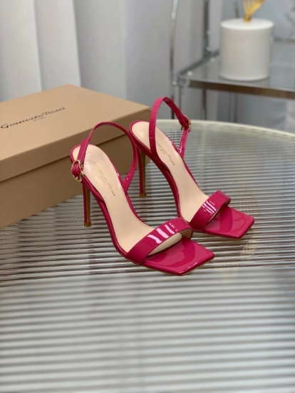 2025 Women Gianvito Rossi Pink Patent Leather High Heel Sandals