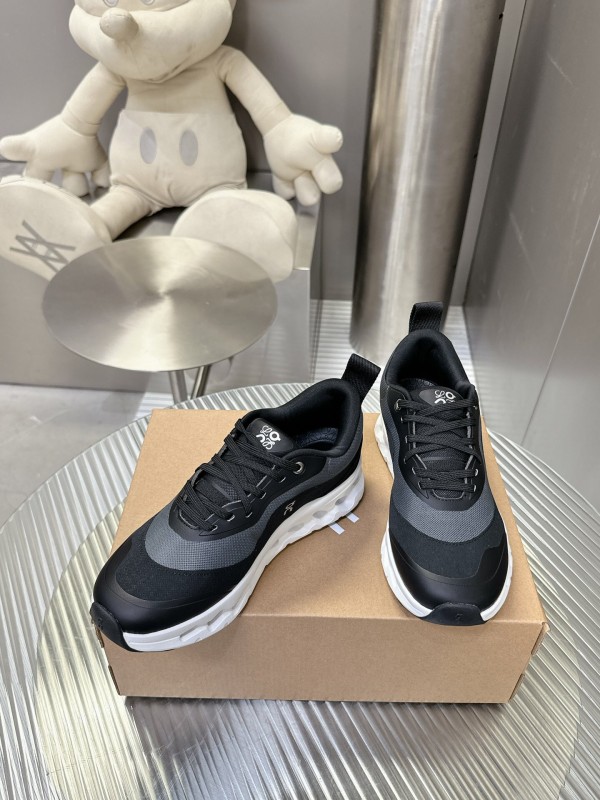 2025 Unisex Loewe Black Grey Leather Mesh Sneakers