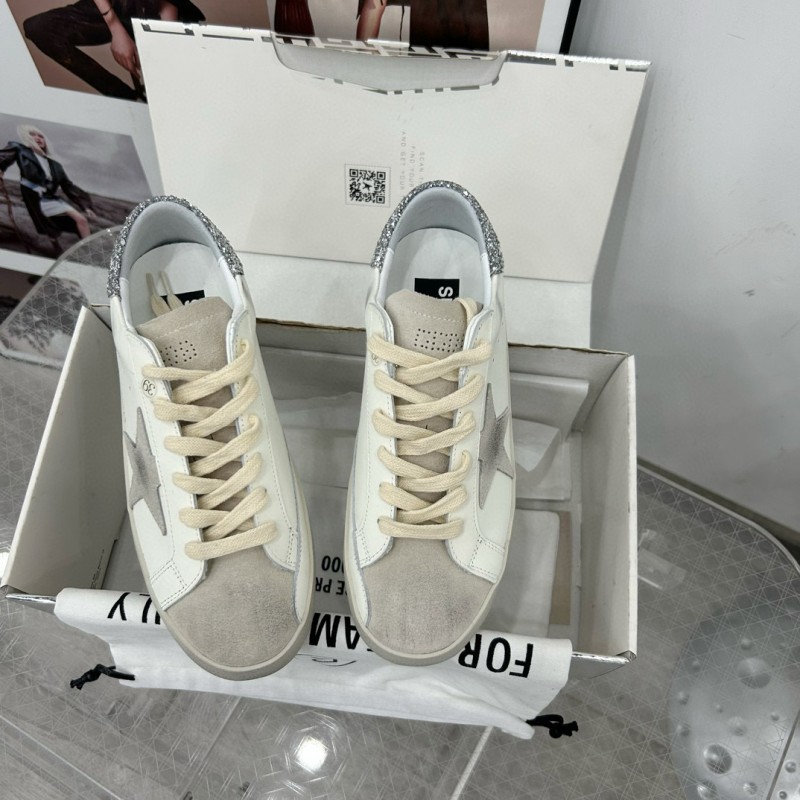 2024 Women GGDB White Grey Leather Suede Sneakers