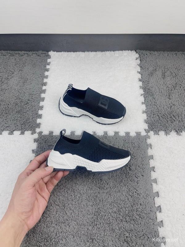 2024 Kids Dolce & Gabbana Black White Mesh Slip-On Sneakers