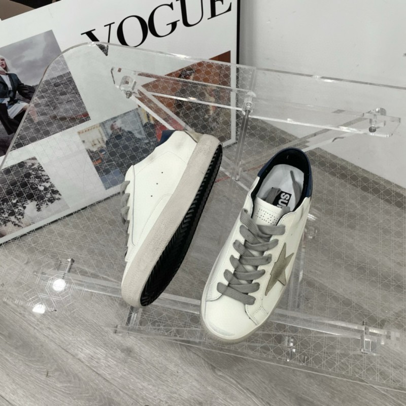 2025 Unisex GGDB White Grey Navy Leather Sneakers