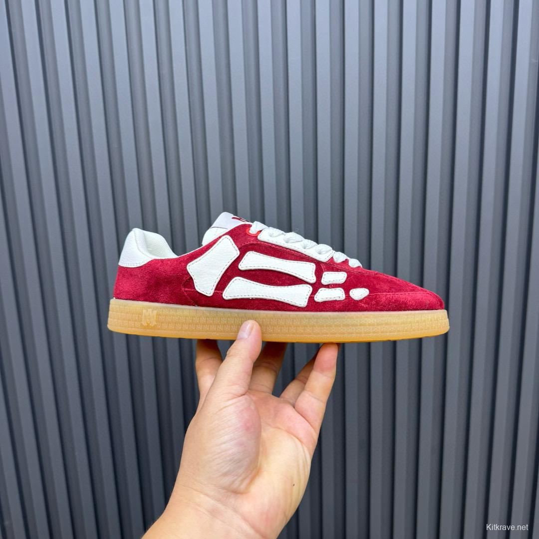 2024 Unisex Amiri Red White Suede Leather Sneakers MJ00300