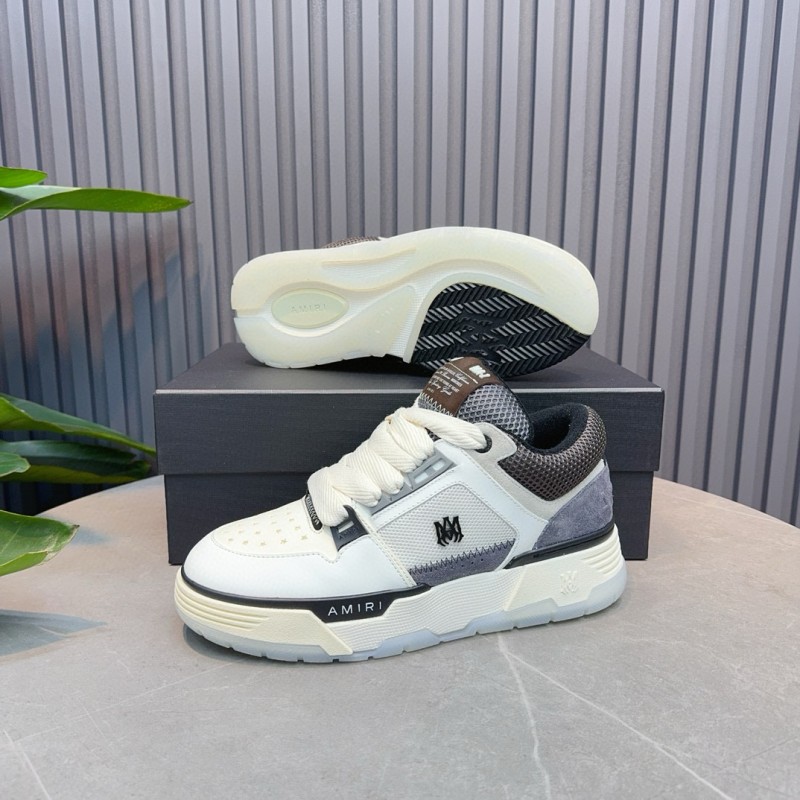 2024 Unisex Amiri White Grey Mesh Suede Sneakers MJ00360