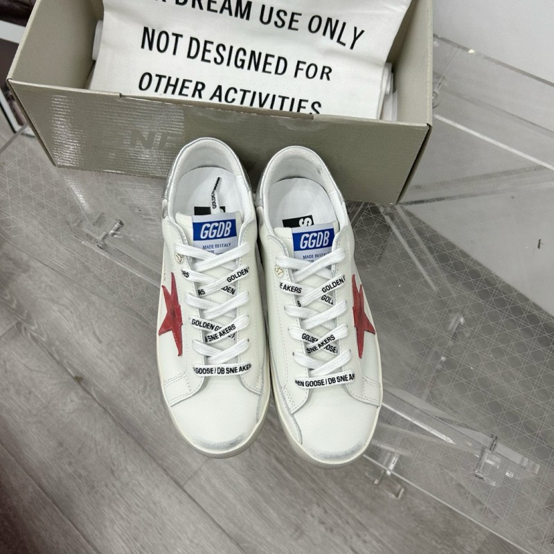 2025 Women GGDB White Red Leather Sneakers
