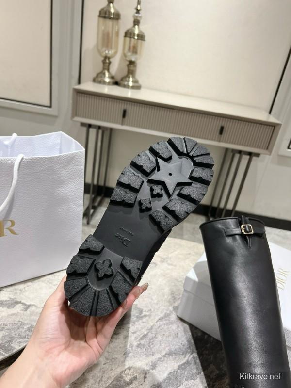2024 Women Dior Black Leather Boots CJ Serial