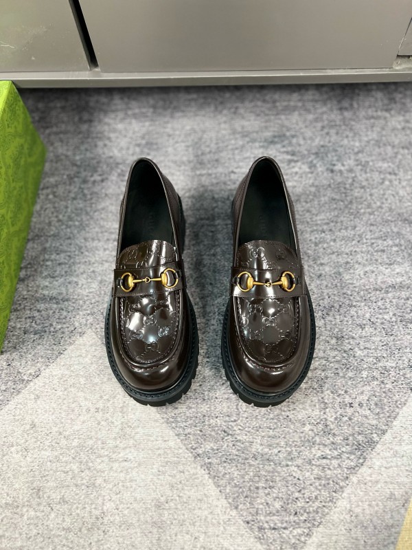 2024 Women Gucci Black Calf Leather Loafers MJ00300