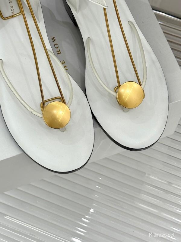 2025 Women Yves Saint Laurent White Leather Strappy Sandals KFY00300