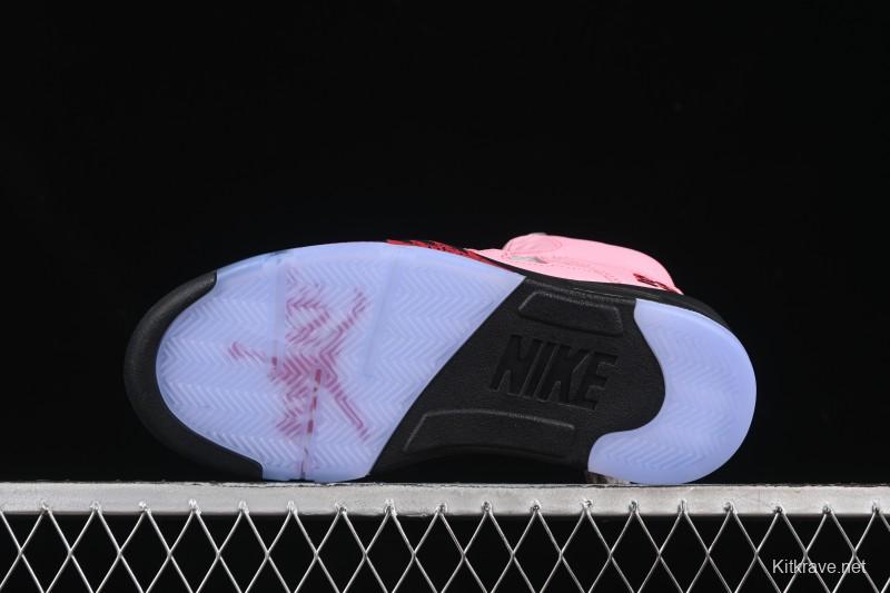 Awake NY Air Jordan 5 Retro Sneakers with Arctic Pink Colorway and Awake NY Logo Mesh - DV4982-600