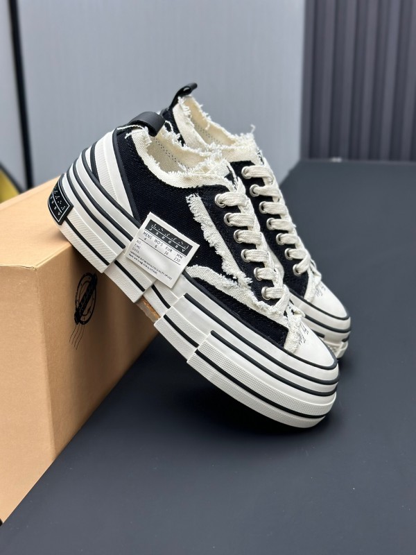 2025 Unisex XVESSEL Black White Canvas Plimsolls Vulcanized Shoes AS00240