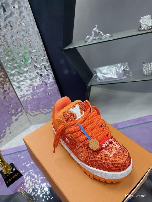 2025 Unisex Louis Vuitton Orange Crystal Plimsolls Bing Bing AS00420