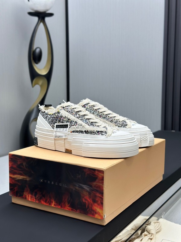 2025 Unisex XVESSEL White Black Canvas Plimsolls Vulcanized AS00260