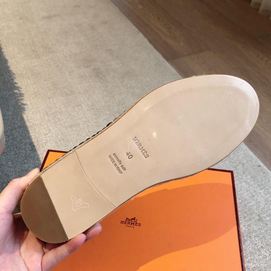 2025 Unisex Hermès Navy Blue Suede Calfskin Loafers AS00380