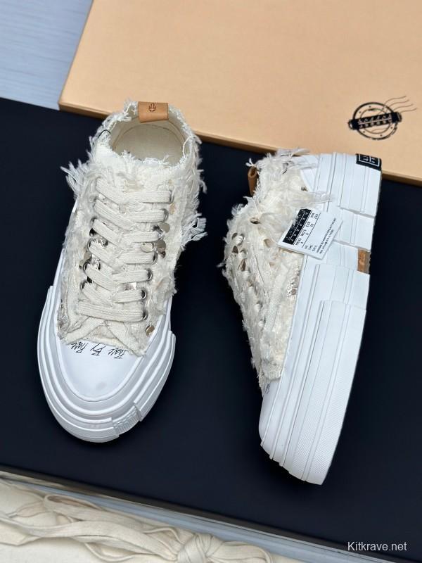 2025 Unisex XVESSEL White Canvas Plimsolls Vulcanized AS00260